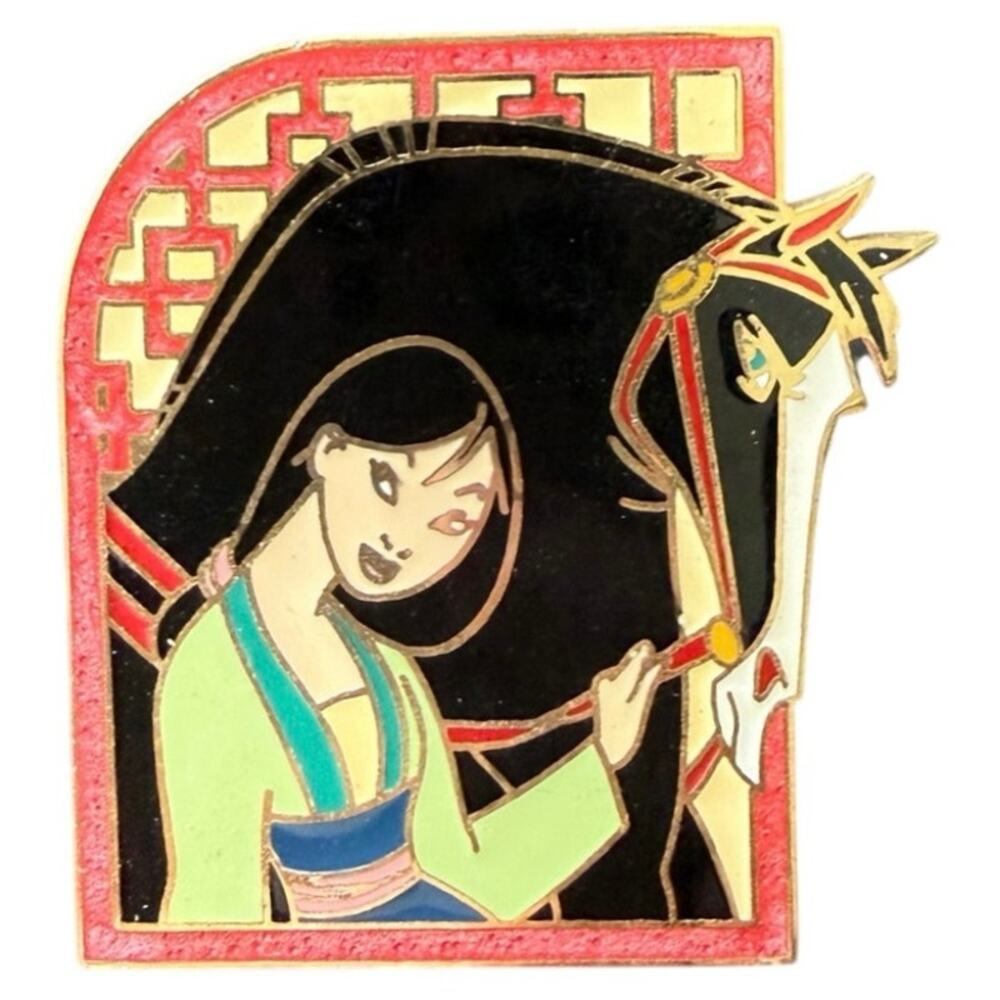 OLD 2004 HTF Disney pin Princess Mulan Green Kimono & her Horse Khan vintage